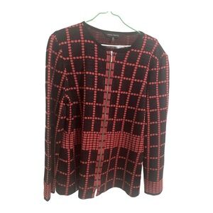 Ming Wang Graphic print Zip Up Cardigan Sweater Sz M